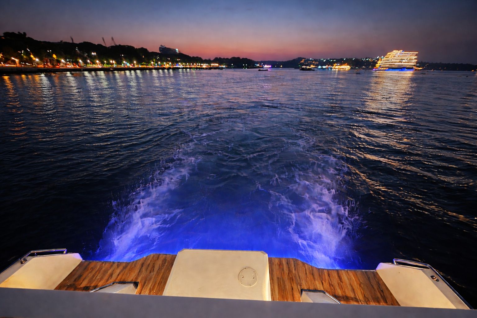 Campal waterfront and promenade view from yacht